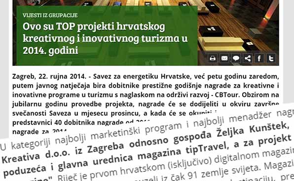 Ovo su TOP projekti hrvatskog kreativnog i inovativnog turizma u 2014. godini